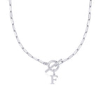 Paperclip Initial Necklace with Circle Toggle Clasp