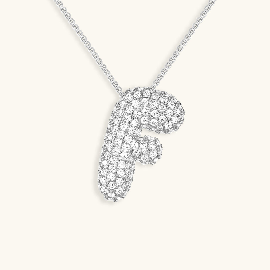 Pavé Bubble Initial Necklace with Sparkling Letter