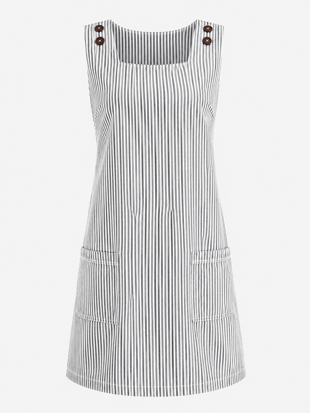 Sleeveless Striped Dress with Side Pockets