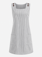 Sleeveless Striped Dress with Side Pockets
