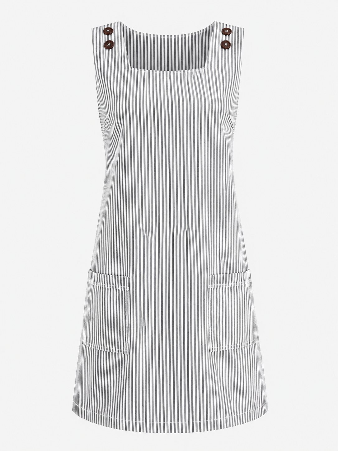 Sleeveless Striped Dress with Side Pockets