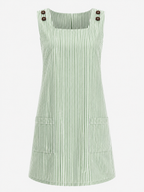 Sleeveless Striped Dress with Side Pockets