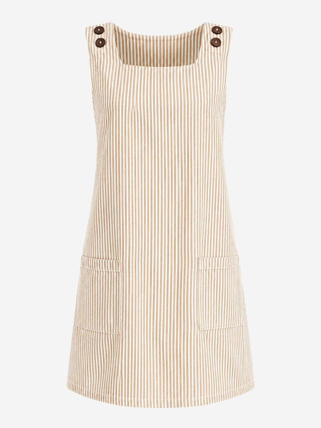 Sleeveless Striped Dress with Side Pockets