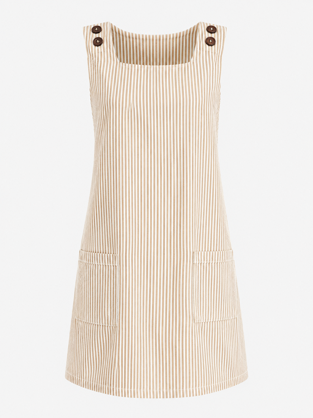 Sleeveless Striped Dress with Side Pockets