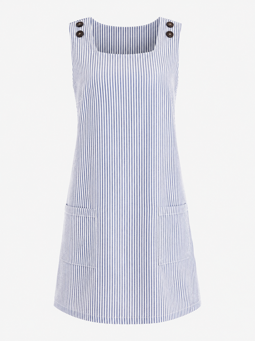 Sleeveless Striped Dress with Side Pockets
