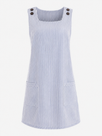 Sleeveless Striped Dress with Side Pockets