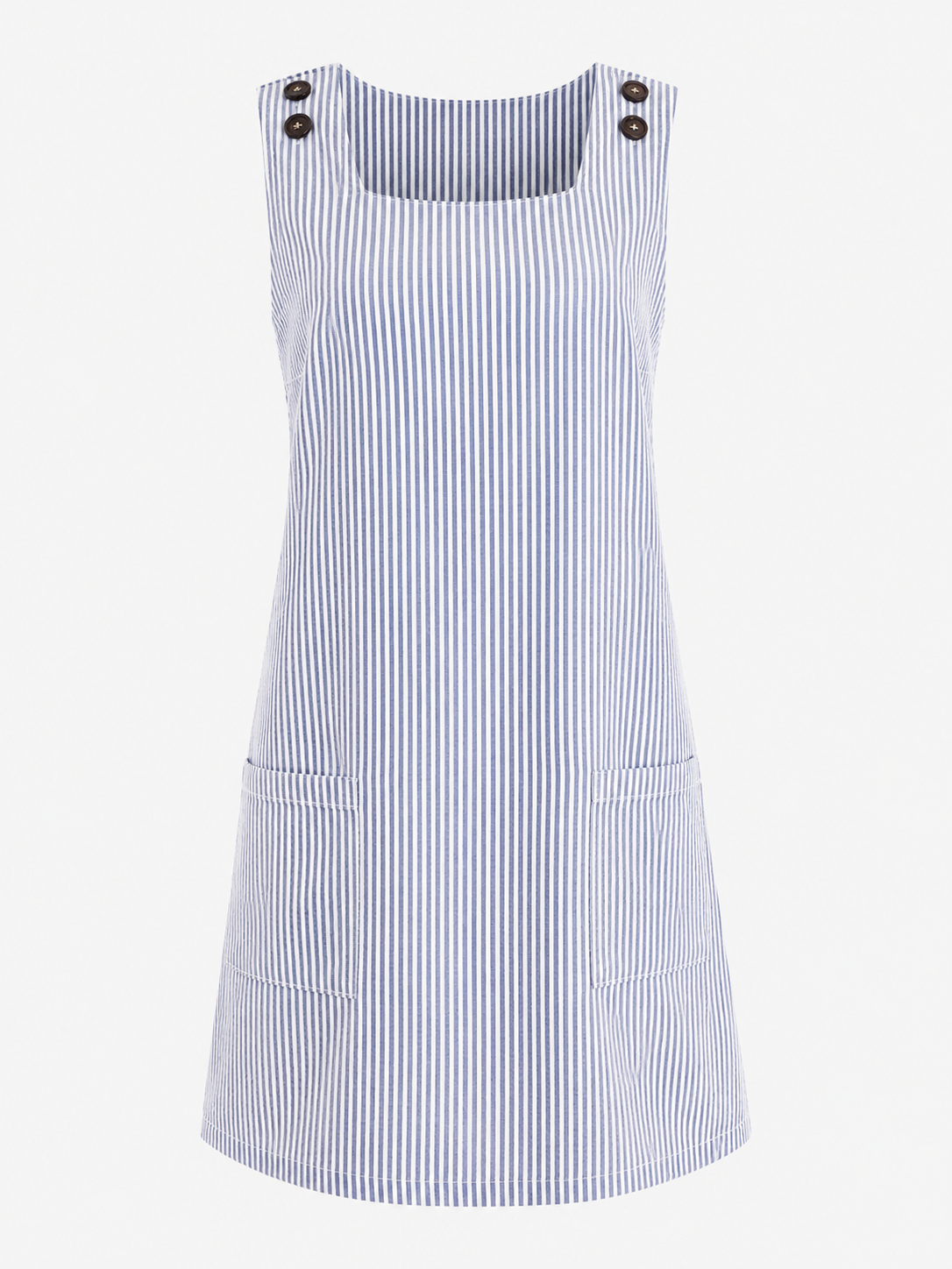 Sleeveless Striped Dress with Side Pockets