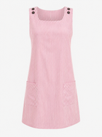 Sleeveless Striped Dress with Side Pockets