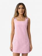 Sleeveless Striped Dress with Side Pockets
