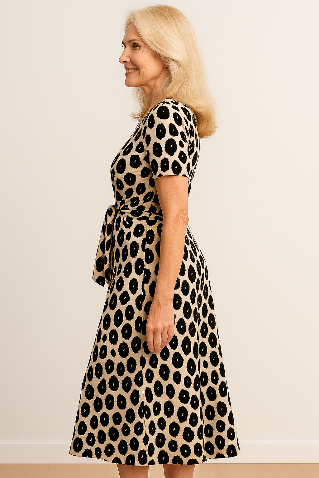 Leopard Print Maxi Dress with V-Neck and Belted Waist