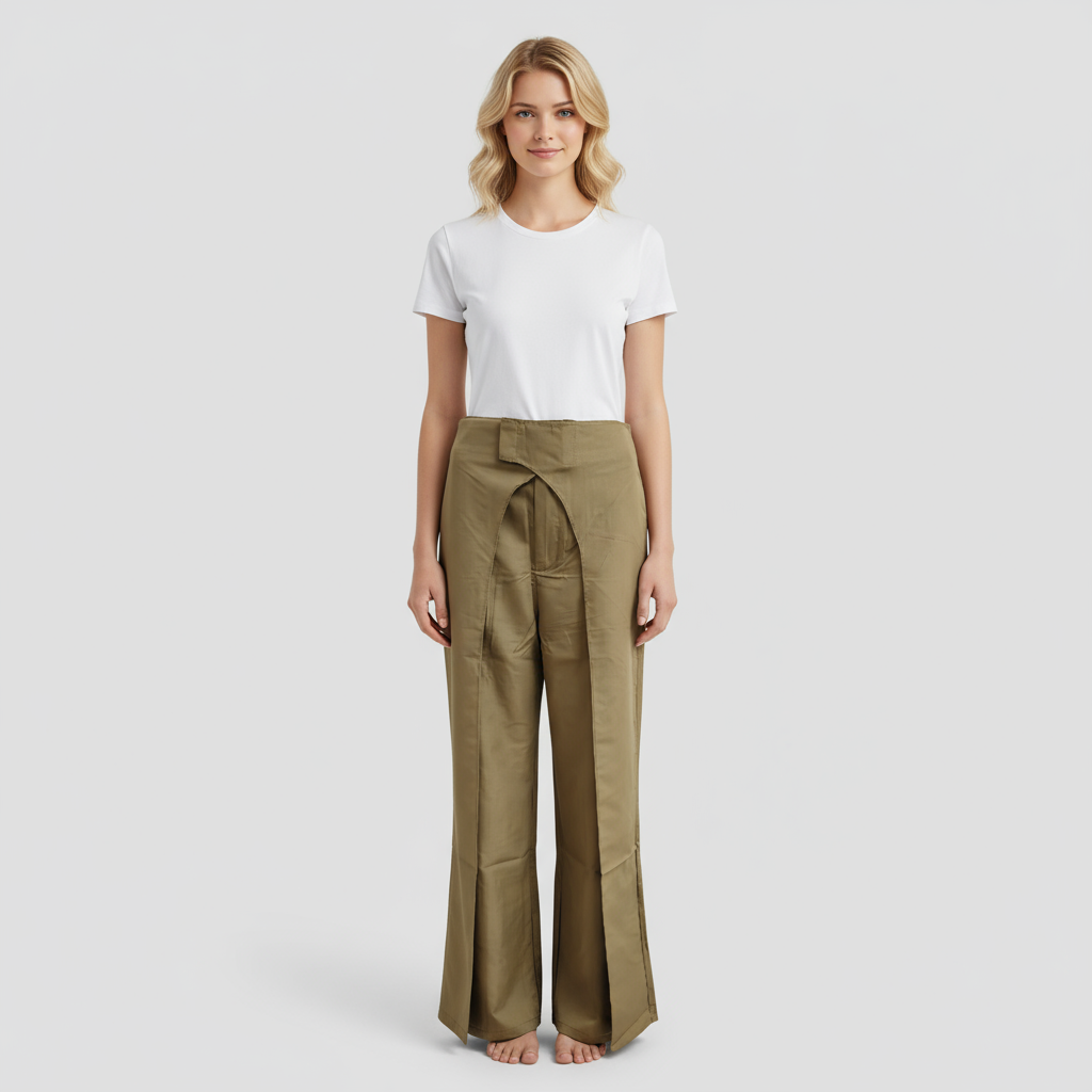 High-Waisted Wide-Leg Trousers with Asymmetric Hem
