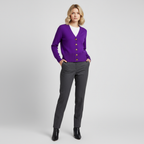 Button-Front Wool Jumper with Long Sleeves and H-Line Fit