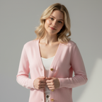 Button-Front Wool Jumper with Long Sleeves and H-Line Fit