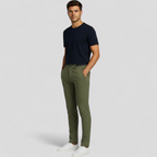 Men's Slim Fit Trousers with Elastic Waistband and Pockets