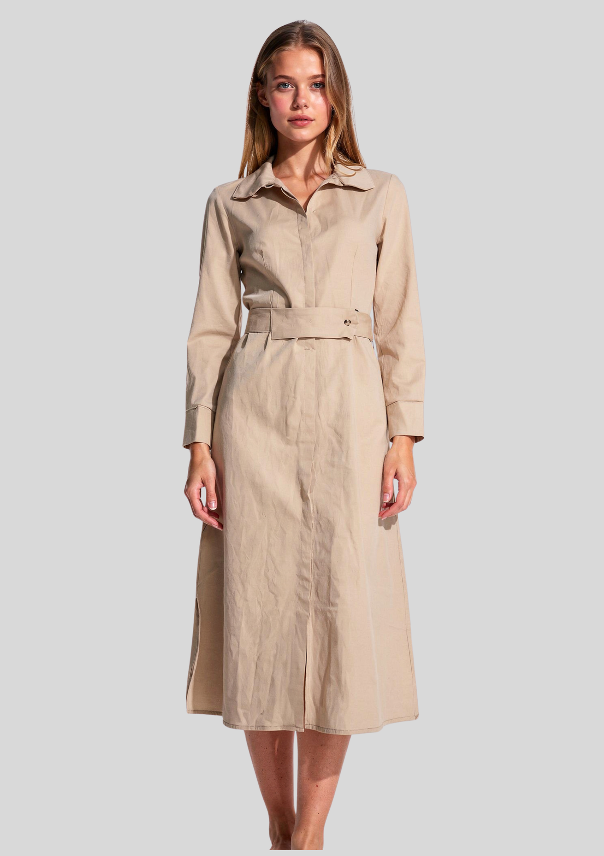 Linen Maxi Dress with V-Neckline for Summer