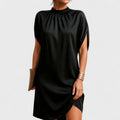 Solid Colour Dress with V Neckline