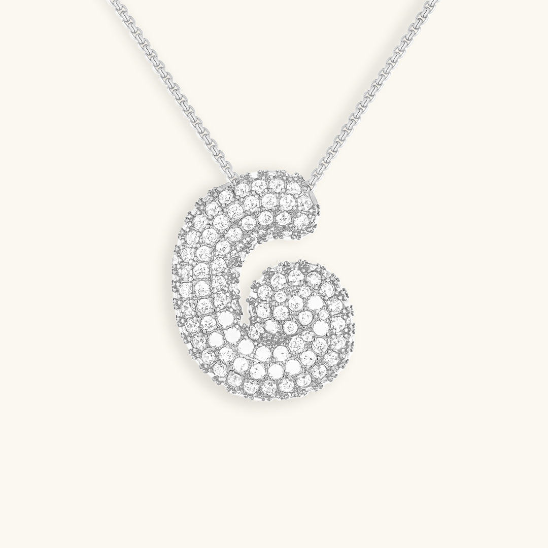 Pavé Bubble Initial Necklace with Sparkling Letter