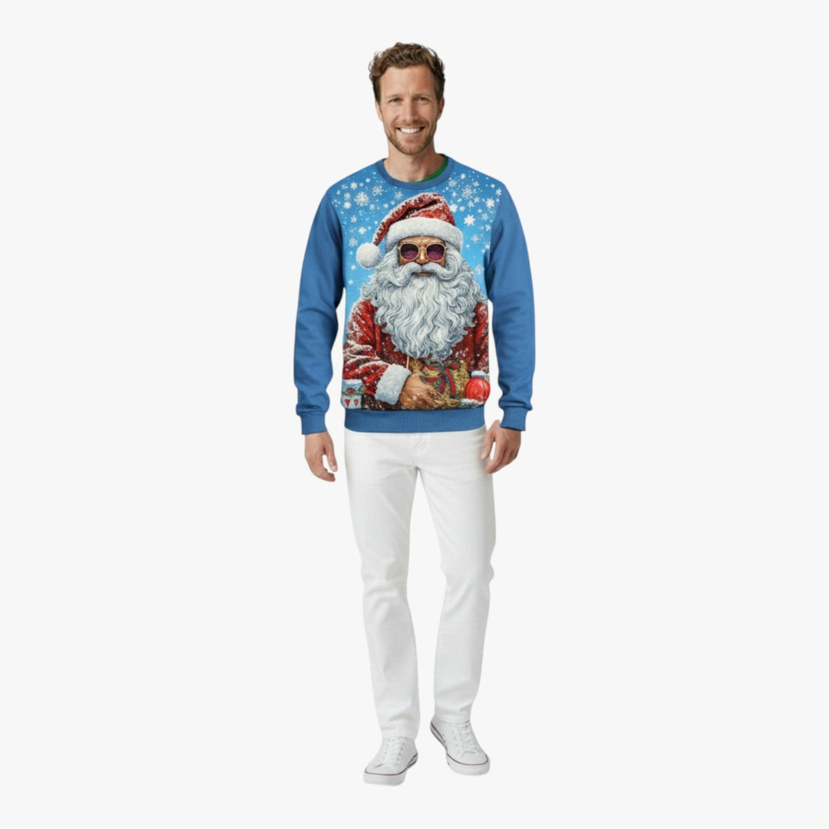 Men's Festive Christmas Sweater with 3D Music Print