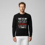 Jersey navideño con lema festivo y estampado de copos de nieve
