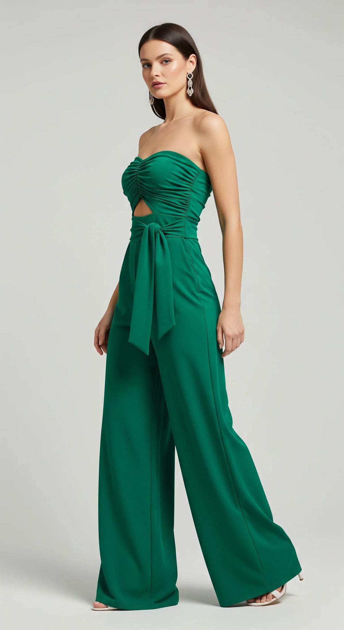 Strapless Wide-Leg Summer Jumpsuit with Elastic Waist