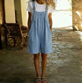 Denim-look short dungarees with adjustable shoulder straps