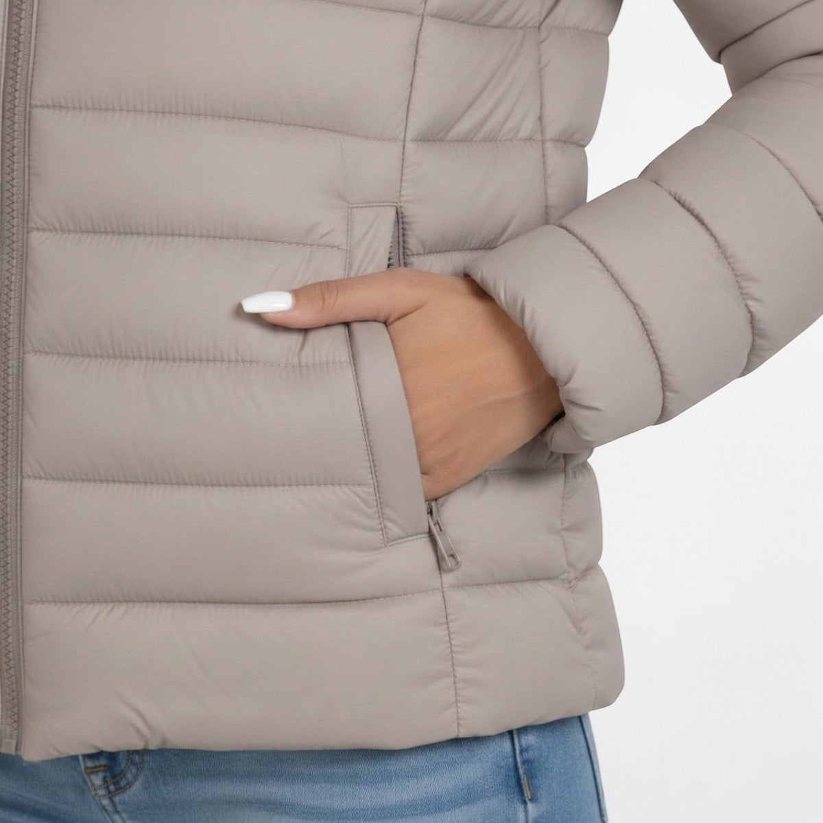 Lightweight Quilted Jacket with Stand Collar and Zip