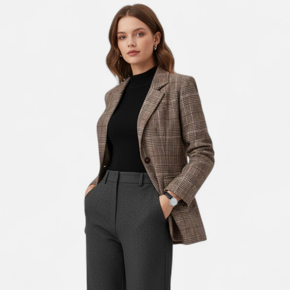Structured Check Blazer with Tailored Fit