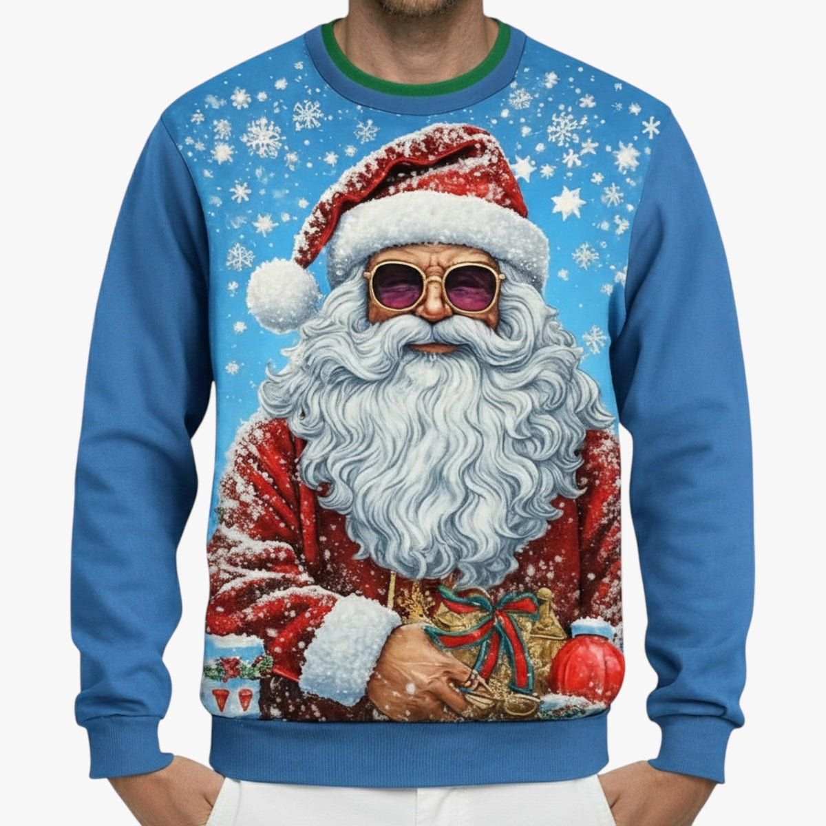 Men's Festive Christmas Sweater with 3D Music Print