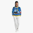 Festive Animal-Print Christmas Sweater with Long Sleeves