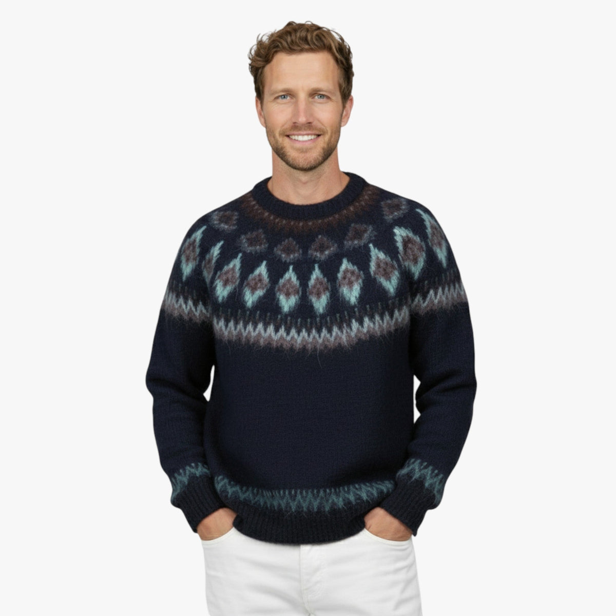 Unisex Christmas Print Knitted Jumper for Festive Gatherings