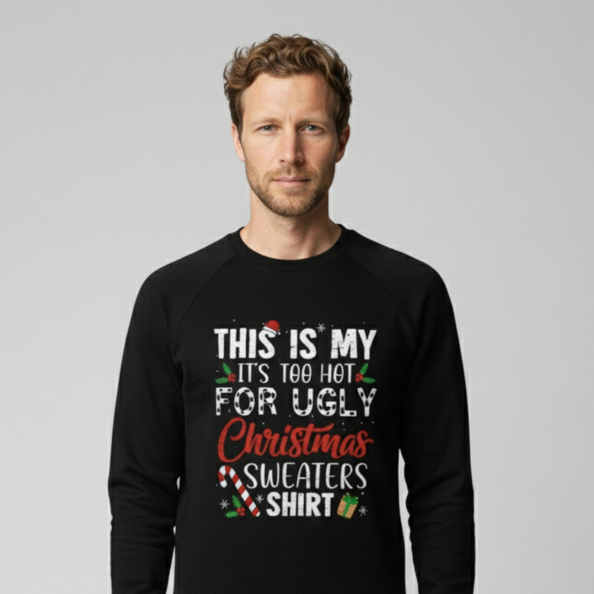 Festive Slogan Christmas Sweater with Snowflake Print