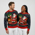 Festive Printed Christmas Knit Sweater with Crew Neck