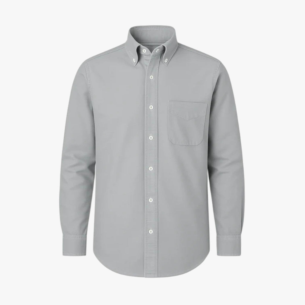 Men's Classic Long-Sleeve Cotton Shirt with Regular Collar