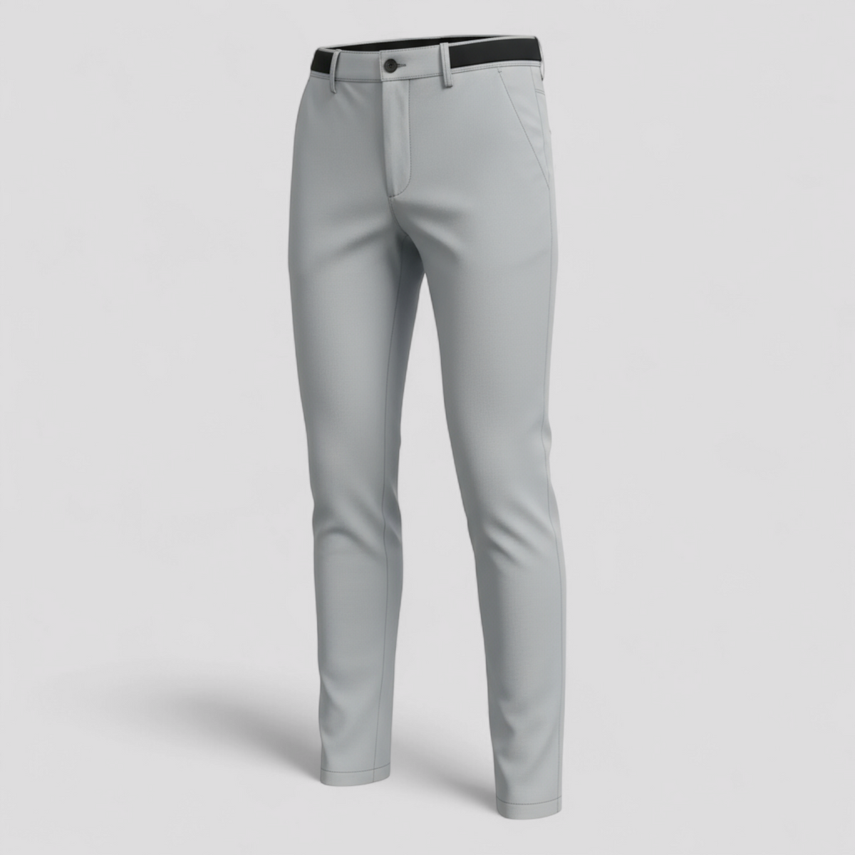 Men's Slim Fit Trousers with Elastic Waistband and Pockets