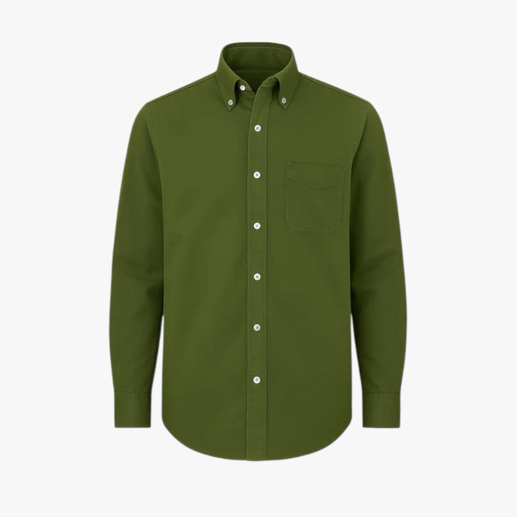 Men's Classic Long-Sleeve Cotton Shirt with Regular Collar