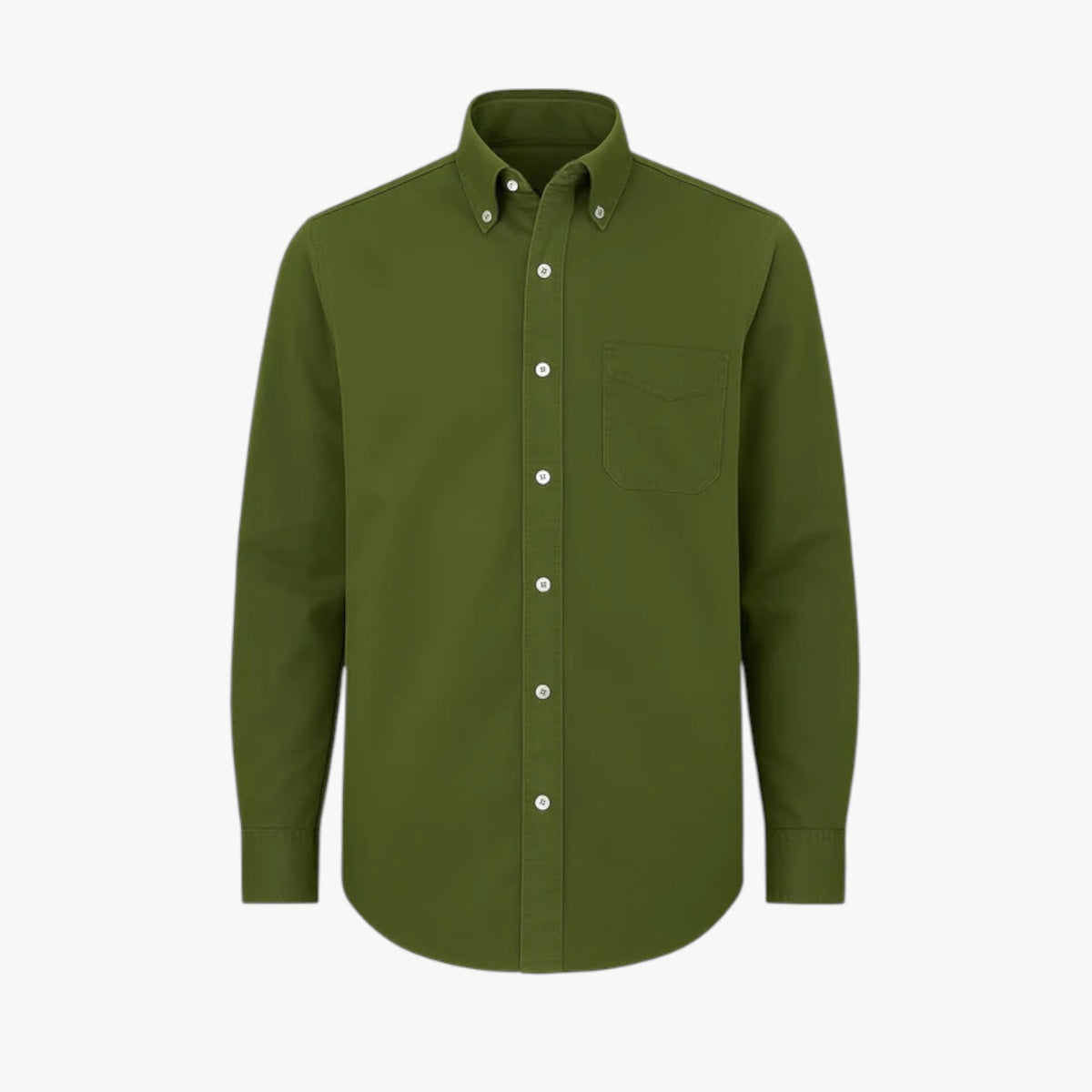 Camisa clásica de algodón de manga larga para hombre con cuello clásico