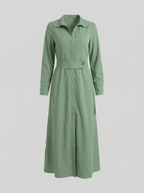 Linen Maxi Dress with V-Neckline for Summer
