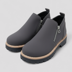 Water-Resistant Round-Toe Ankle Boots with Zip