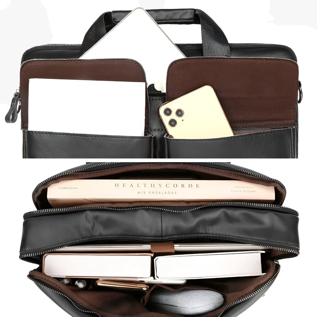 Bolso para portátil de piel sintética con correa acolchada ajustable