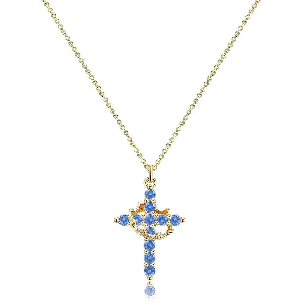 Cross and Crown Pendant Necklace in a Choice of Finishes