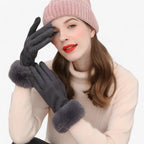 Guantes táctiles de aspecto ante con forro de terciopelo