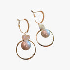 Oversized Pearl Earrings with Golden Accents
