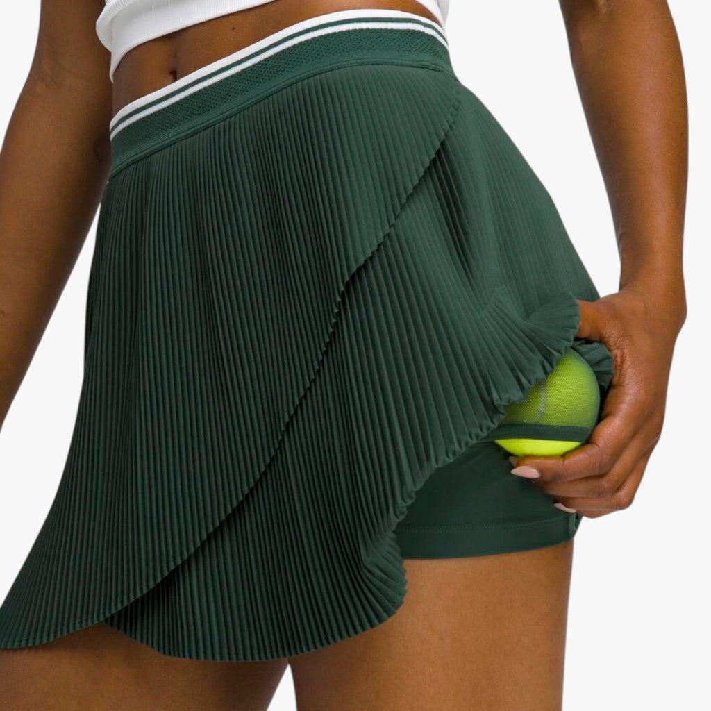 2-in-1 Pleated Sports Skirt with Built-In Shorts