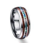 Koa Wood Ring with Inlaid Abalone Shell Detailing