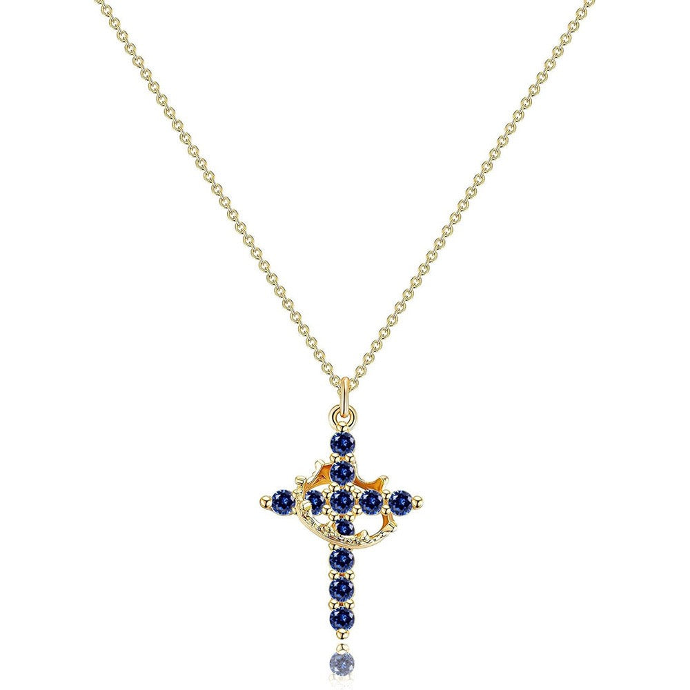 Cross and Crown Pendant Necklace in a Choice of Finishes