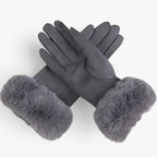 Guantes táctiles de aspecto ante con forro de terciopelo