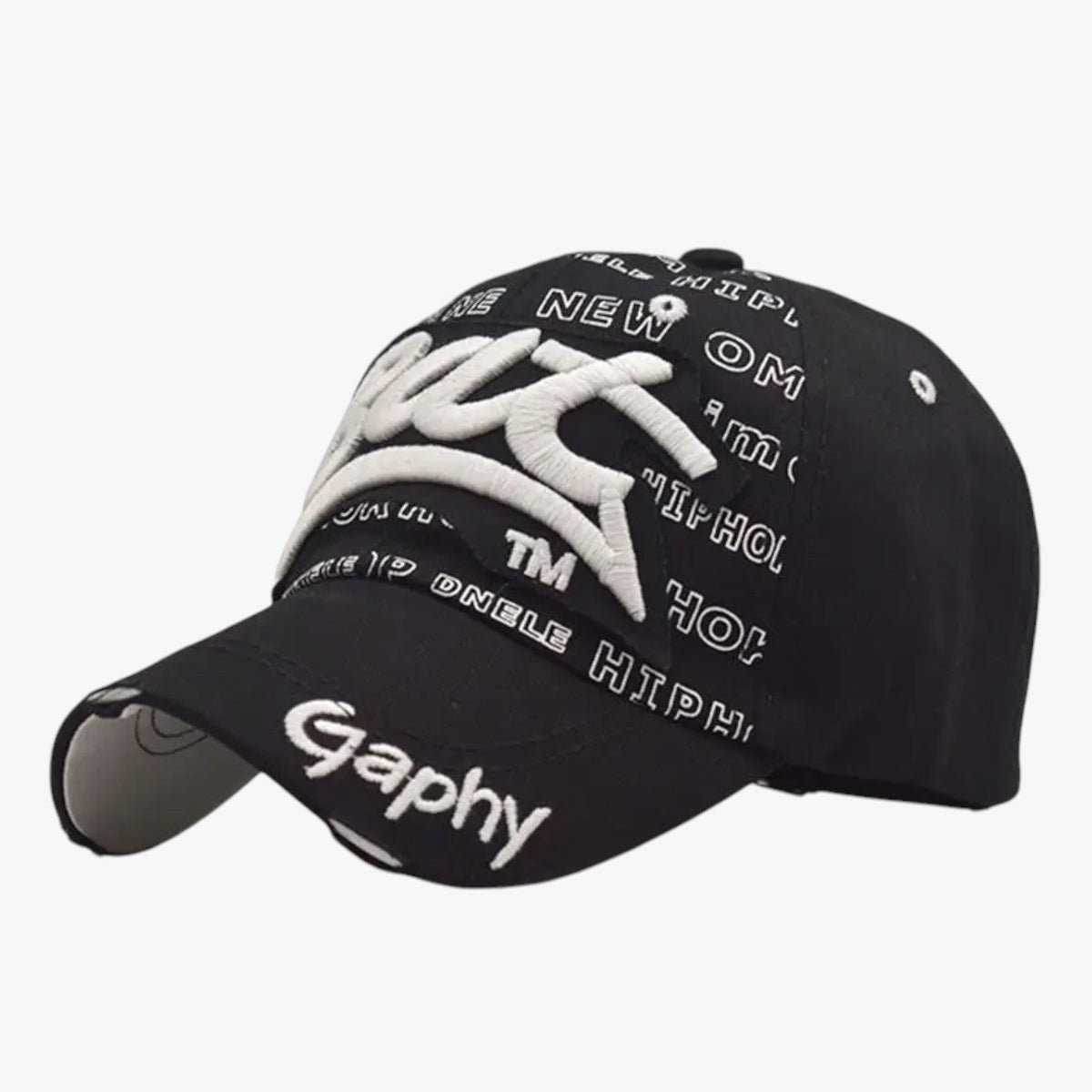 Cotton Snapback Cap with Embroidered Shark Detail