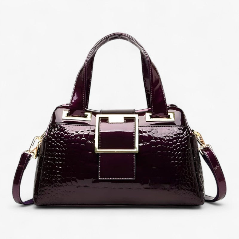 Bolso de dos compartimentos con estampado de cocodrilo y correa ajustable