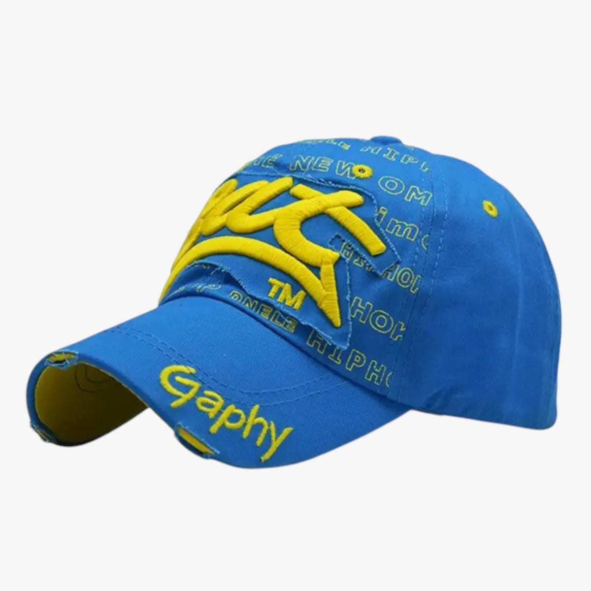 Cotton Snapback Cap with Embroidered Shark Detail
