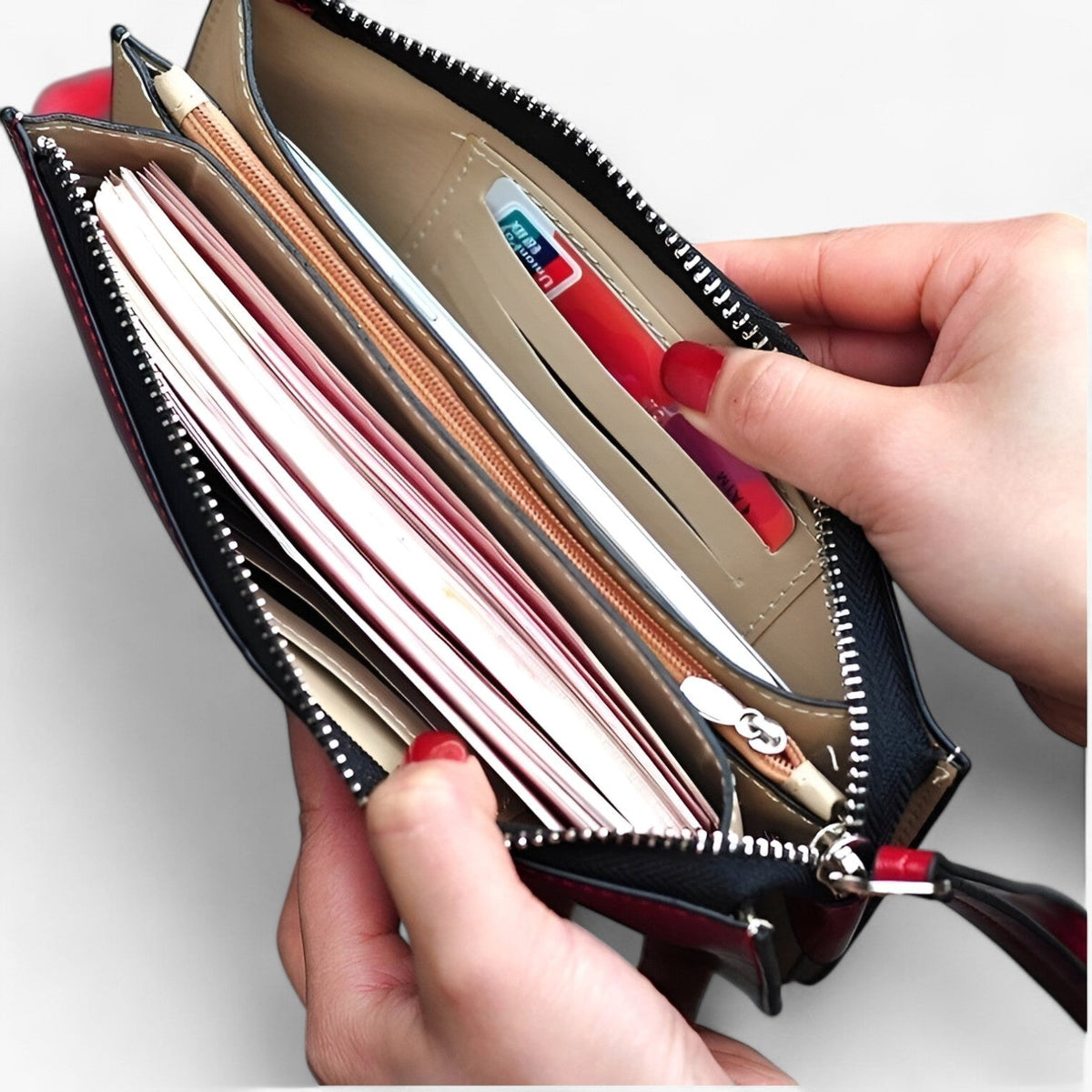 Vintage-Style PU Leather Wallet with Wrist Strap
